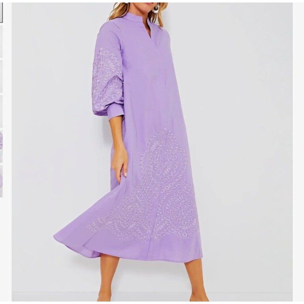 Hyacinth House Women's Large Woven 100% Cotton Embroidered Wisteria Caftan